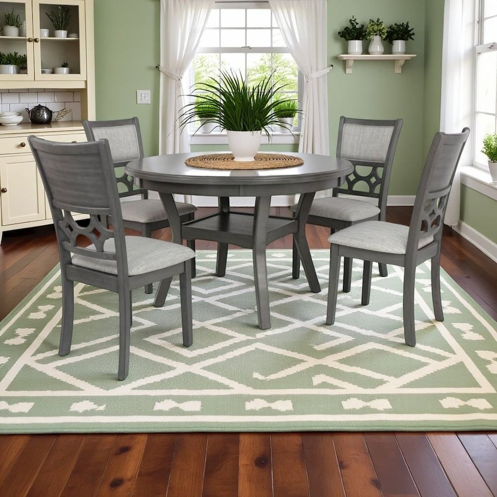 Gray Round Dining Table Set for 4 – Kitchen Table and Chairs Set