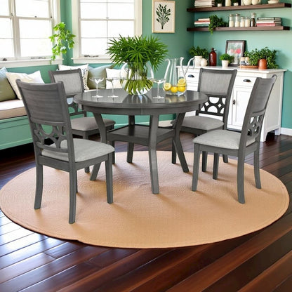 Gray Round Dining Table Set for 4 – Kitchen Table and Chairs Set