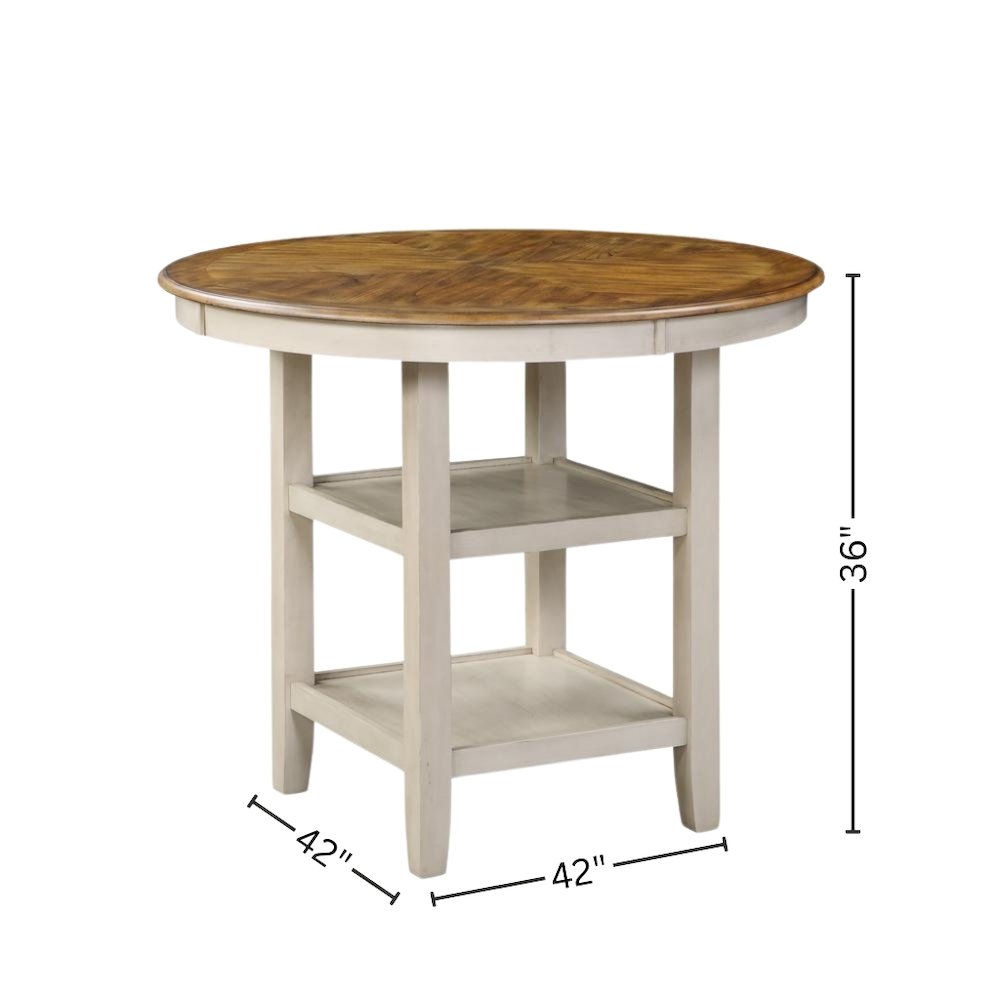 Solid Wood Round Dining Table Set for 4 – Classic Brown Kitchen Table