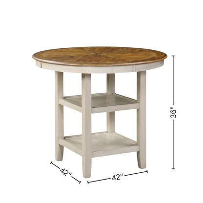 Solid Wood Round Dining Table Set for 4 – Classic Brown Kitchen Table