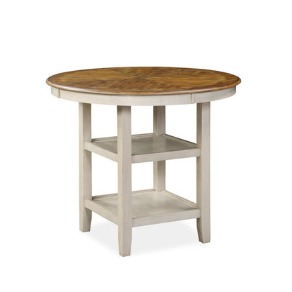 Solid Wood Round Dining Table Set for 4 – Classic Brown Kitchen Table