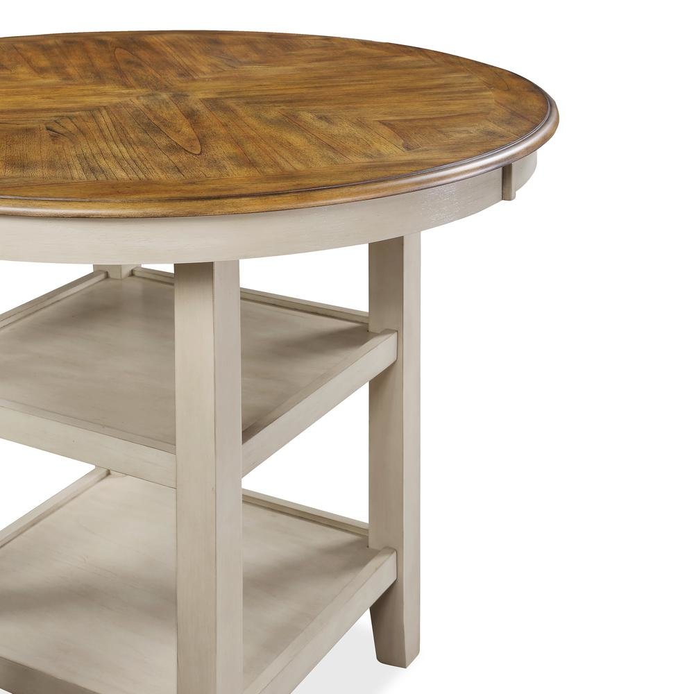 Solid Wood Round Dining Table Set for 4 – Classic Brown Kitchen Table