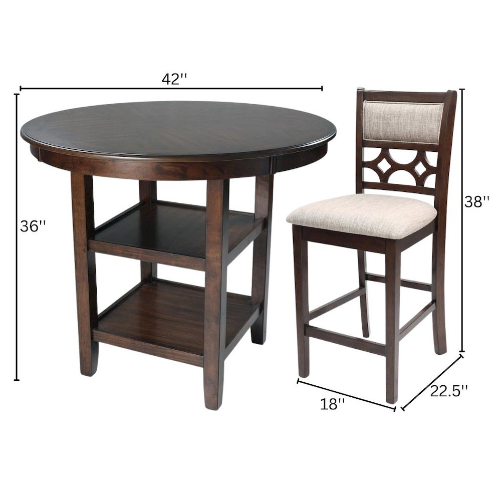 Brown Cherry 5 Piece Dining Table Set with Storage, High Top Chairs Design