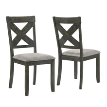 Solid Wood and Fabric-Upholstered Rustic Side Chair, Rustic Brown, Set of 2