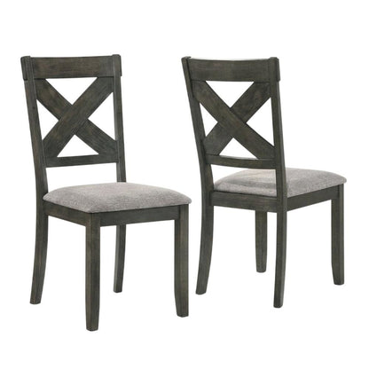 Solid Wood and Fabric-Upholstered Rustic Side Chair, Rustic Brown, Set of 2