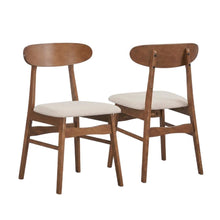 Mid-Century Modern Wood Dining Chair with Cushioned Seat, Beige, Set of 2
