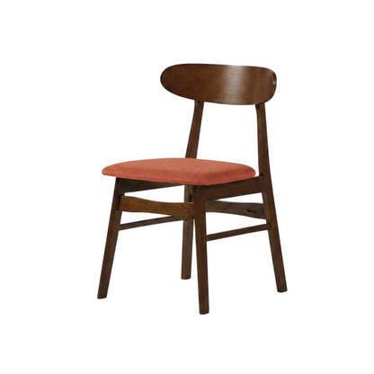 Mid-Century Modern Wood Dining Chair with Cushioned Seat, Orange, Set of 2