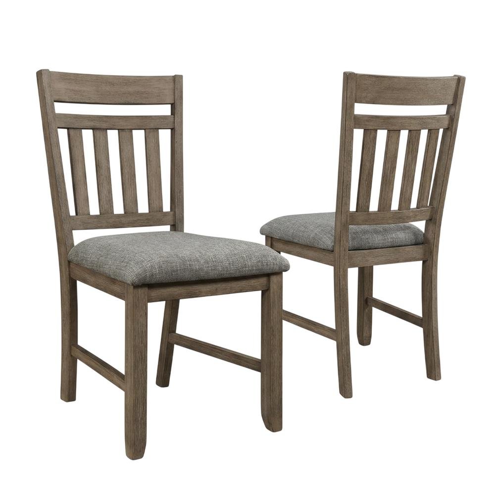 Solid Wood Upholstered Dining Chair for Kitchen and Dining Room, Brown, Set of 2