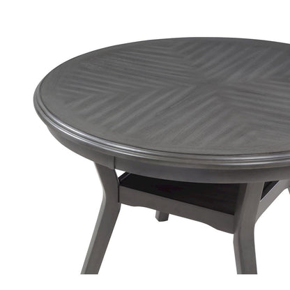 Gray Wood Round Dining Table Set for 4 – Kitchen and Dining Room Use
