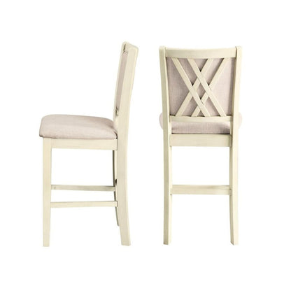 Farmhouse 5 Piece Dining Table Set, Round Kitchen Table,Chairs for 4 in Beige