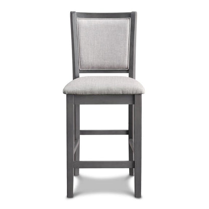 5 Piece Dining Table Set, Round Kitchen Table and Chairs for 4 in Gray