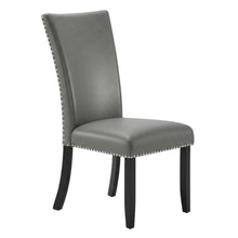 Solid Wood and Vinyl Upholstered Dining Chairs for Dining Room, Grey, Set of 2