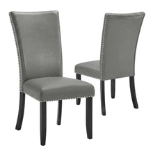 Solid Wood and Vinyl Upholstered Dining Chairs for Dining Room, Grey, Set of 2