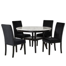 Counter Height Kitchen Table, Round Marble Dining Table in Brown Wood