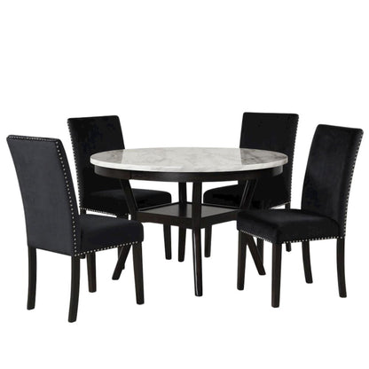 Counter Height Kitchen Table, Round Marble Dining Table in Brown Wood
