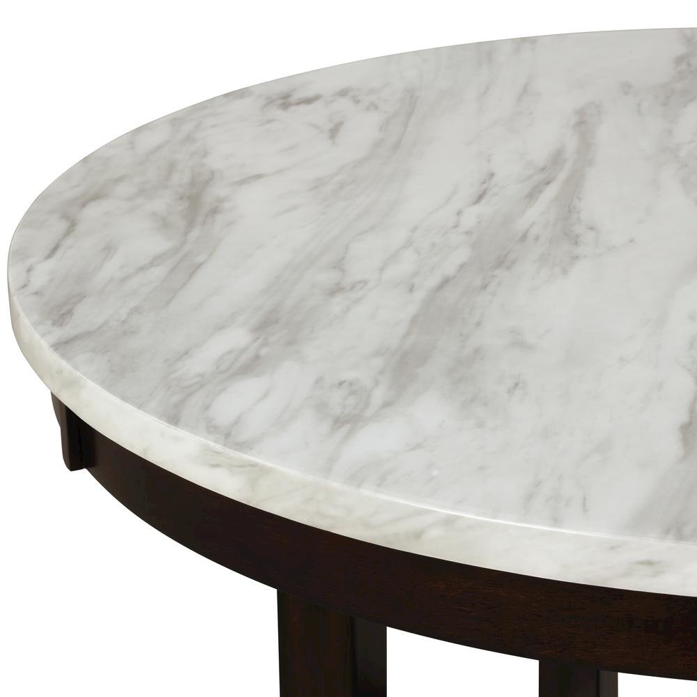 Counter Height Kitchen Table, Round Marble Dining Table in Brown Wood
