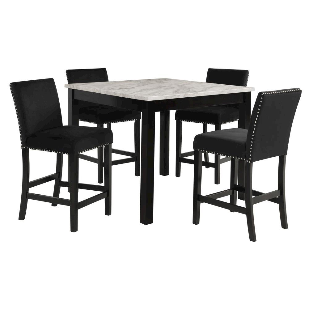 Black Round Dining Table Set for 4 – 5-Piece Kitchen Table and Chairs