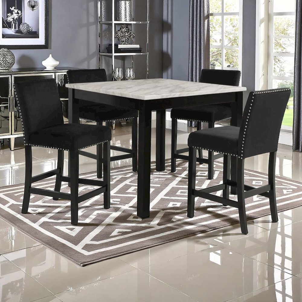 Black Round Dining Table Set for 4 – 5-Piece Kitchen Table and Chairs
