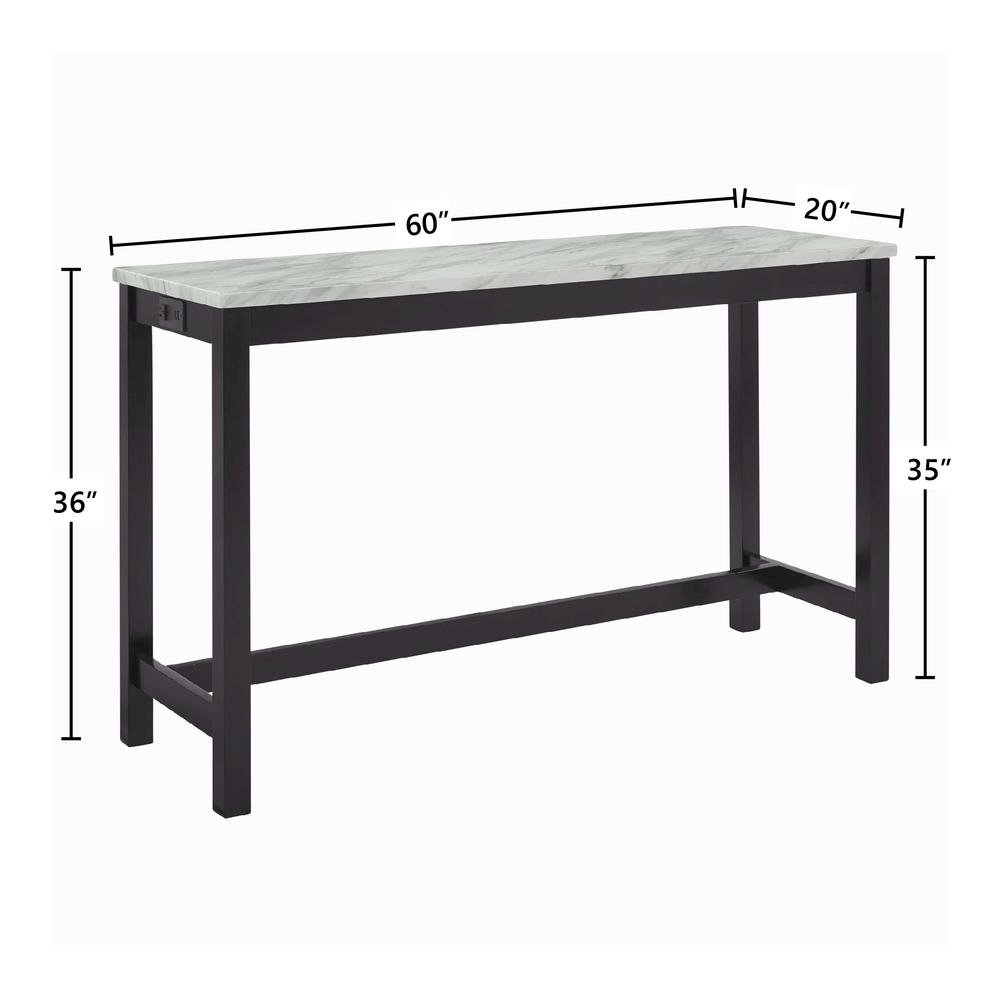 Bar Table Set, Console Table with Stools, Wood Sofa Table with Stools Black