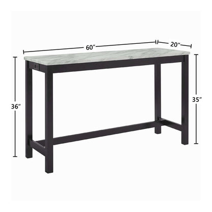 Bar Table Set, Console Table with Stools, Wood Sofa Table with Stools Black