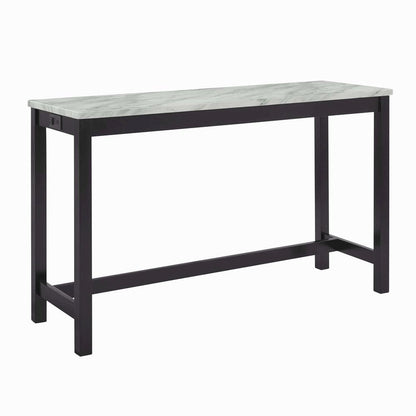Bar Table Set, Console Table with Stools, Wood Sofa Table with Stools Black