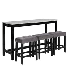 Gray Bar Table Set with Stools – Console and Sofa Table Seating Combo