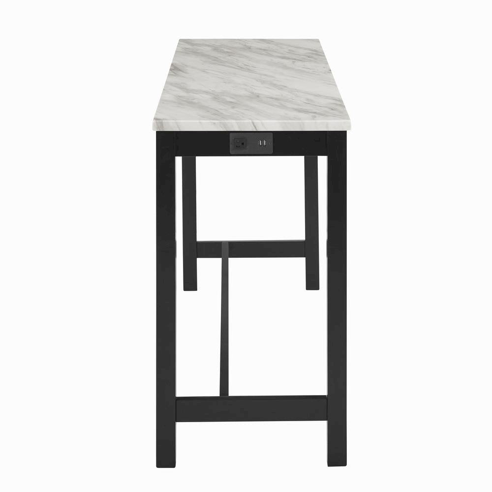 Gray Bar Table Set with Stools – Console and Sofa Table Seating Combo