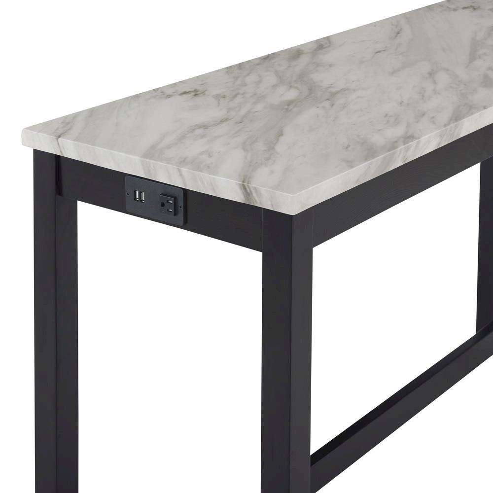 Gray Bar Table Set with Stools – Console and Sofa Table Seating Combo
