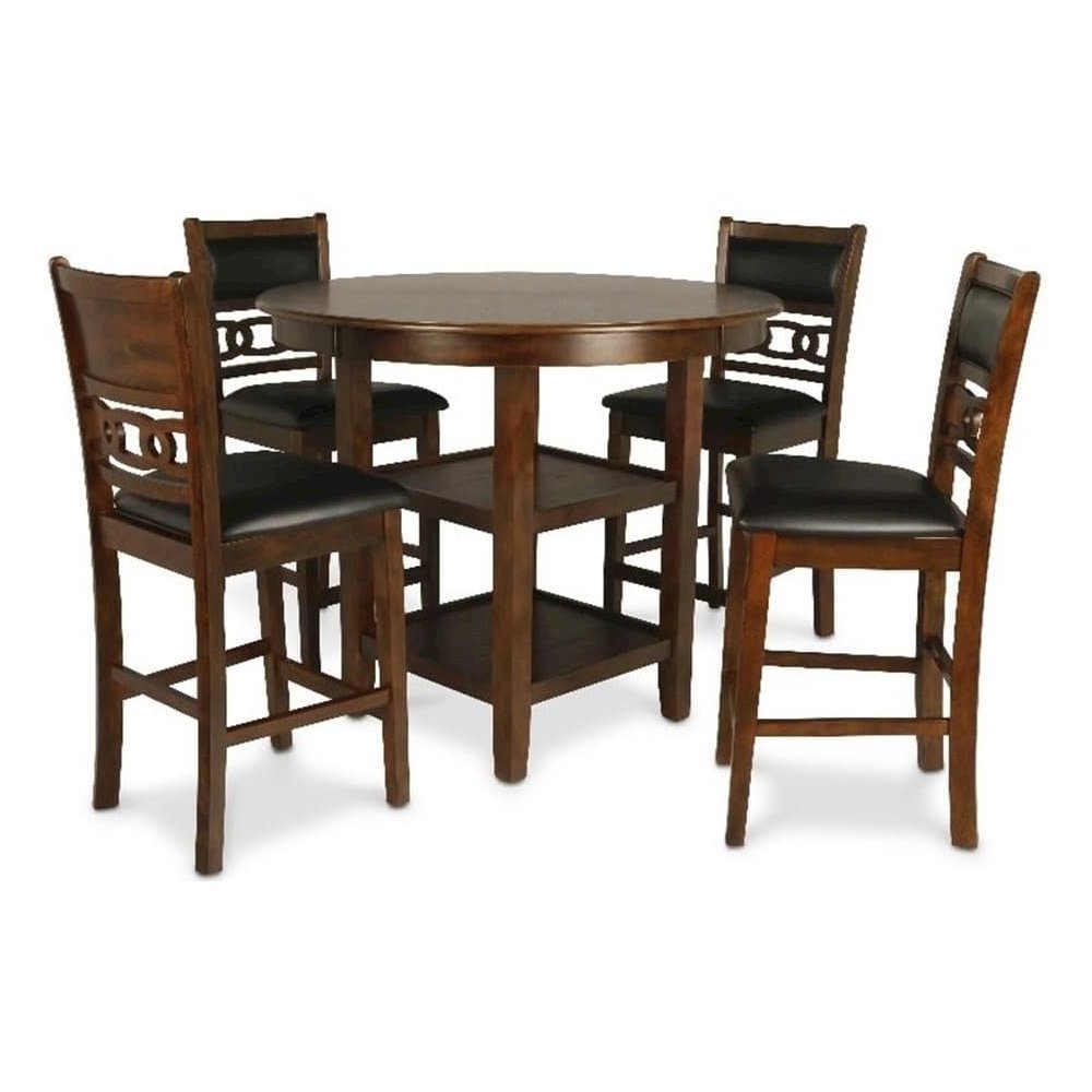 Brown 5-Piece Transitional Wood Dining Set for Elegant Dining Spaces