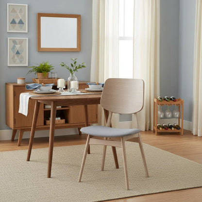 Wood Back Dining Chair Set of 2 Mid-Century White Ash