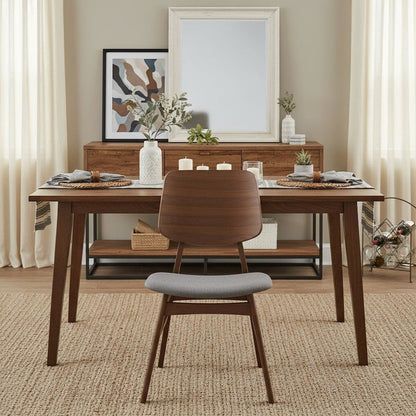 Wood Dining Chair Set of 2 Mid-Century Dark Gray