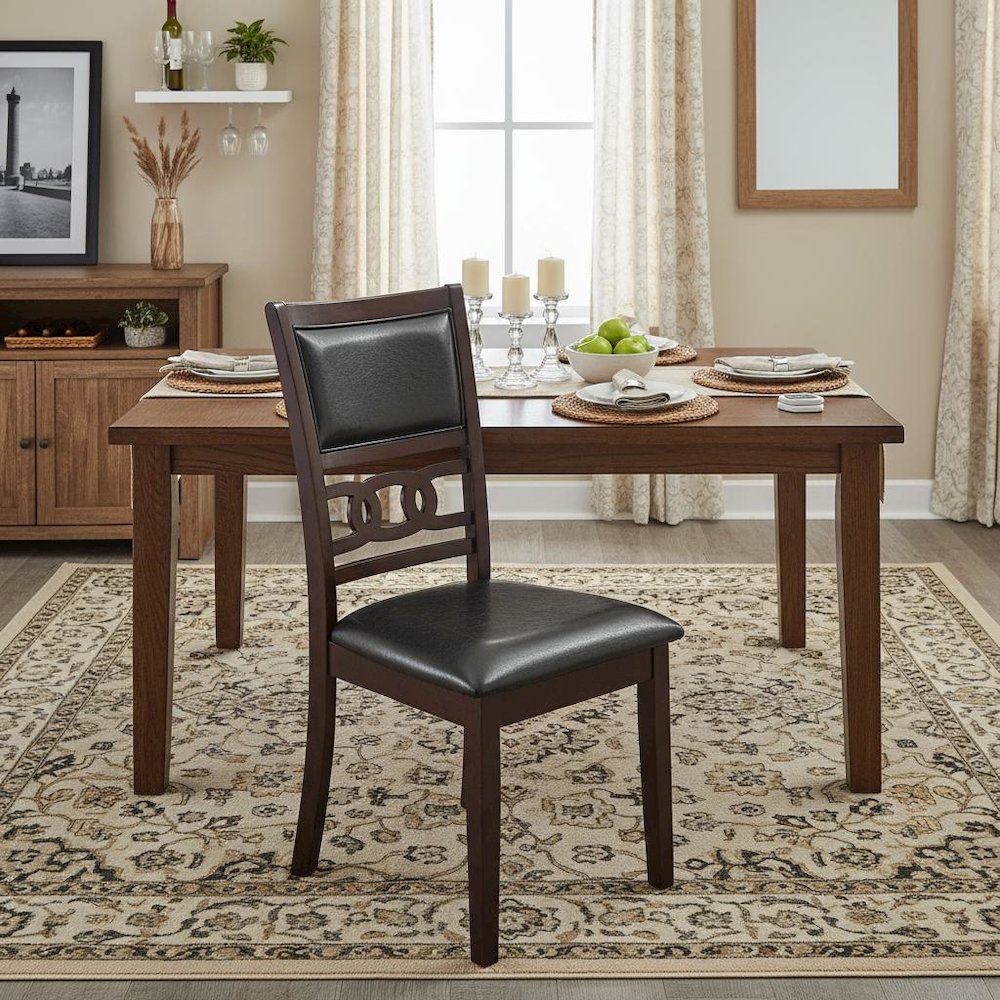 Solid Wood Dining Chairs Set of 2 Contemporary Ebony Black
