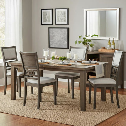 Solid Wood Dining Chair Set of 4 Fabric Seat Contemporary Gray Style
