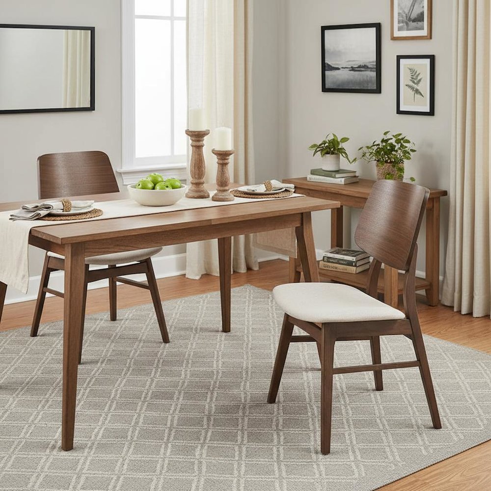 Solid Wood Dining Chair Set of 4 Walnut Mid-Century Brown