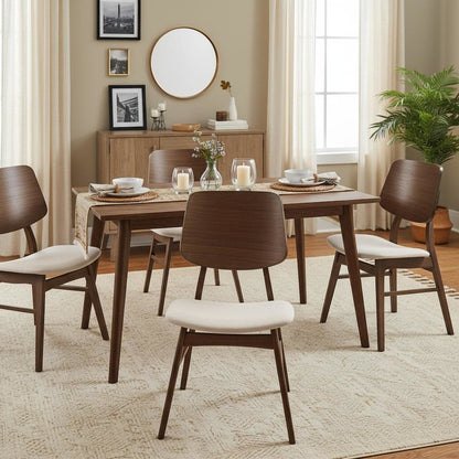 Solid Wood Dining Chair Set of 4 Walnut Mid-Century Brown