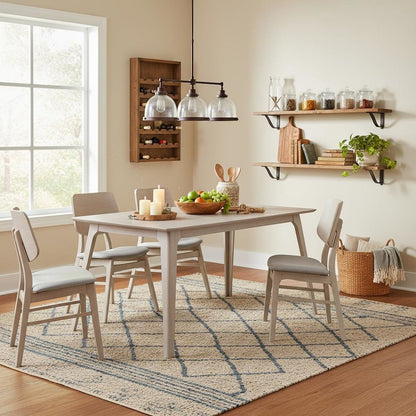 5-Piece Wood Dining Set Mid-Century White Ash