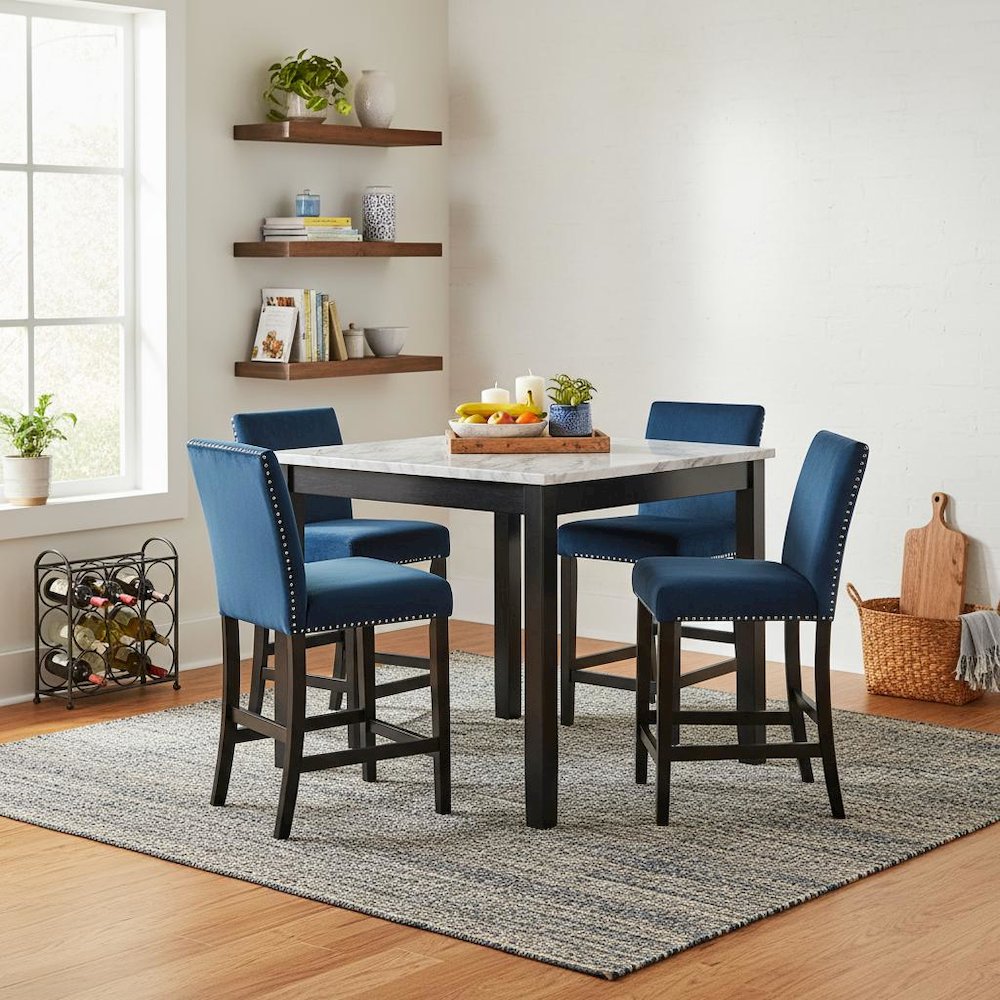 5-Piece Faux Marble Counter, Set of 4 Chairs