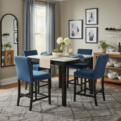 5-Piece Faux Marble Counter, Set of 4 Chairs