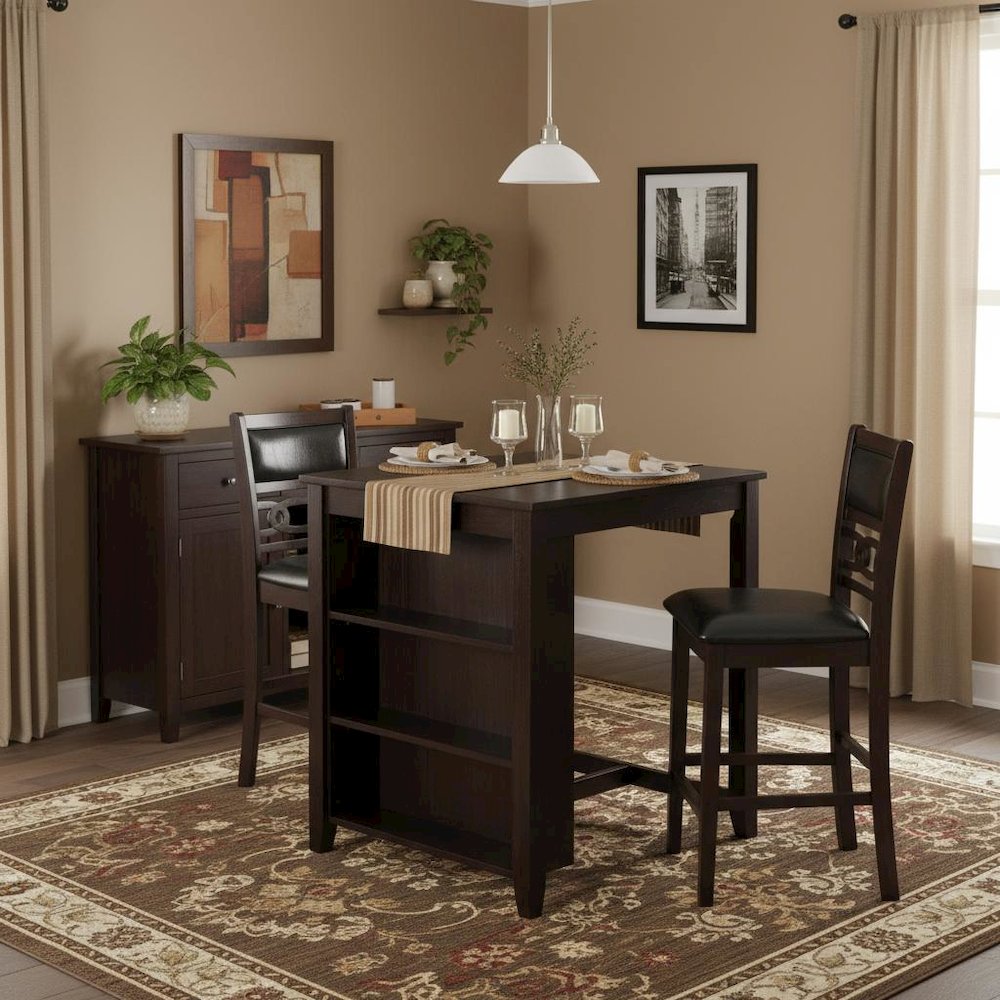 3-Piece Wood Storage Counter Set Ebony Brown