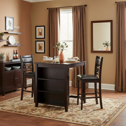 3-Piece Wood Storage Counter Set Ebony Brown