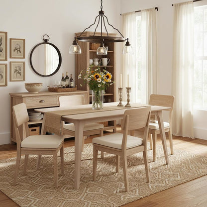 White Ash 60" Rectangle Wood Dining Table, Mid-Century Modern
