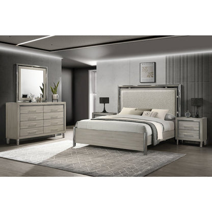 New Classic Furniture Lennox 5Pc Wood King Bedroom Set w 2-Nightstand in Gray