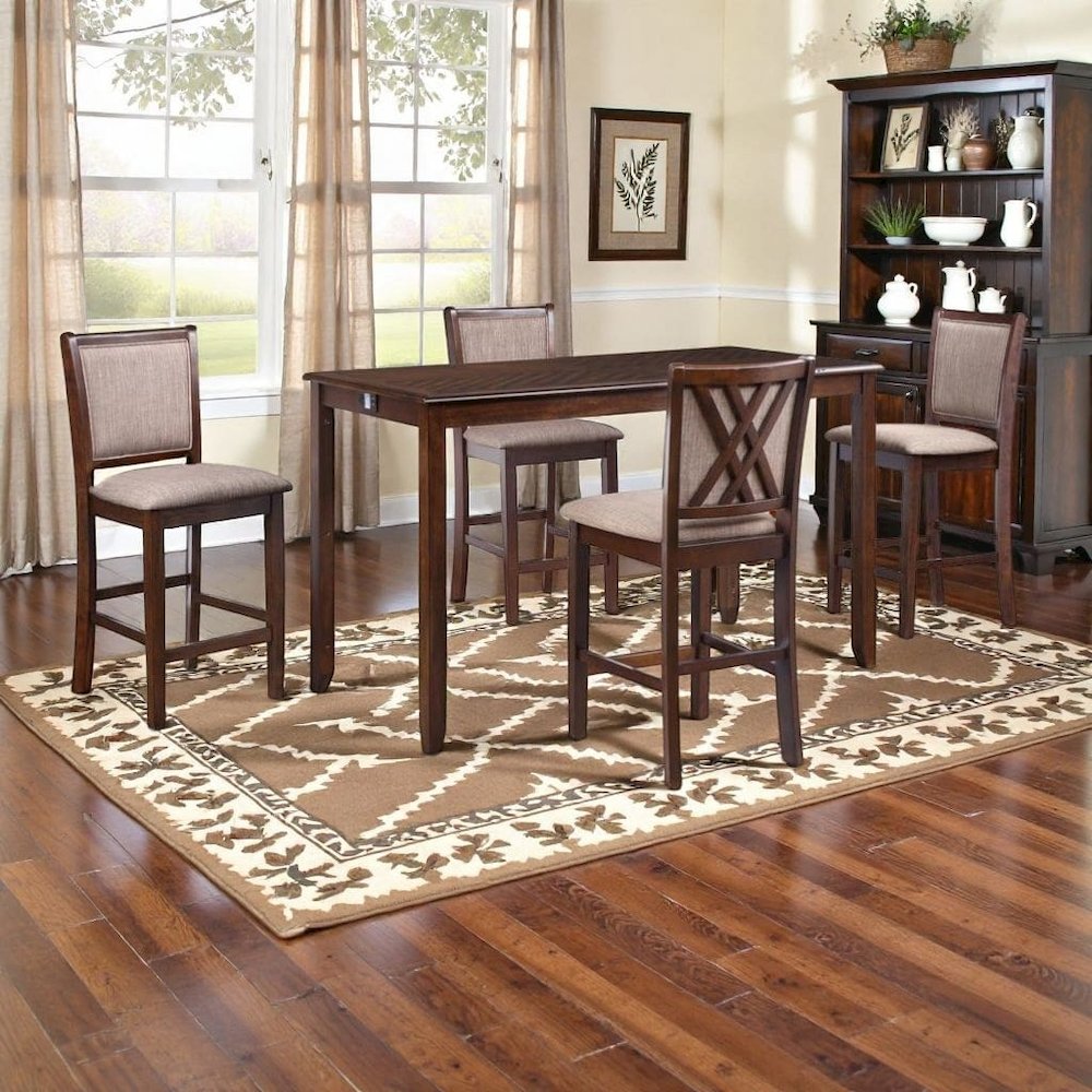 Wood Dining Table Set for 4 – Kitchen Table Chairs Set in Brown Finish