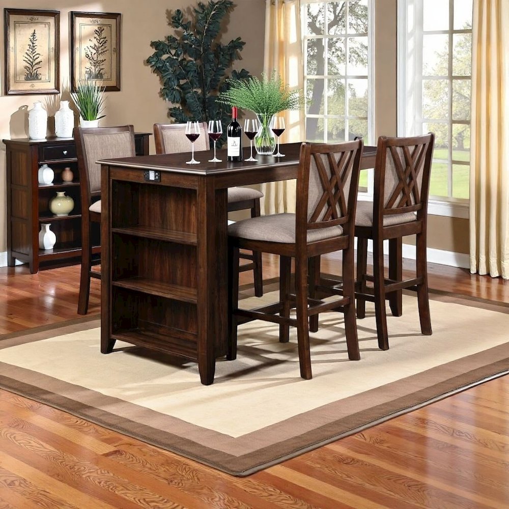 Wood Dining Table Set for 4 – Kitchen Table Chairs Set in Brown Finish