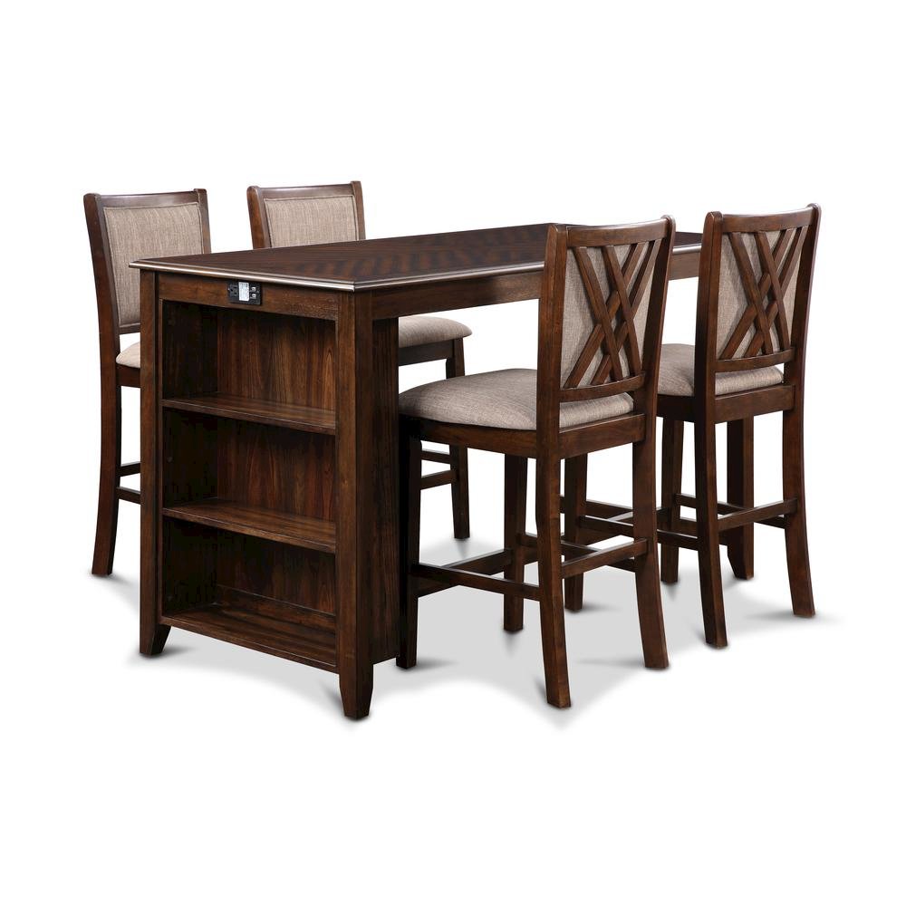 Wood Dining Table Set for 4 – Kitchen Table Chairs Set in Brown Finish