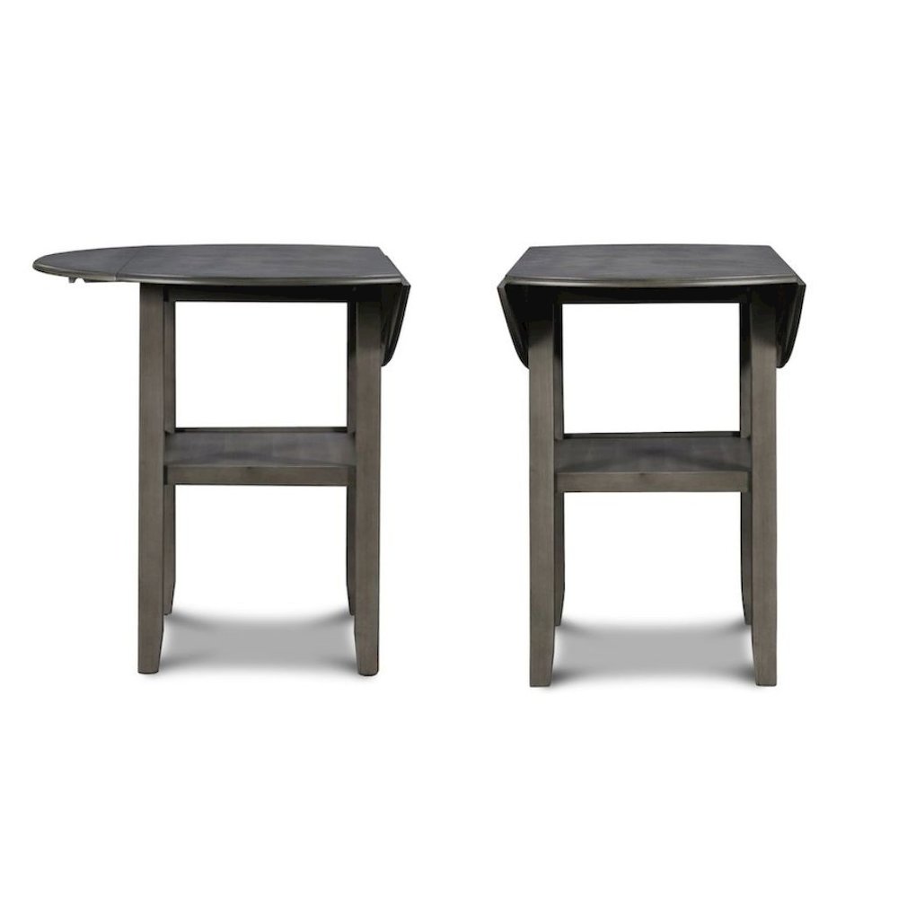 Gray 3 Piece Drop Leaf Table and 2 Chairs, Small Round Dining Table Set
