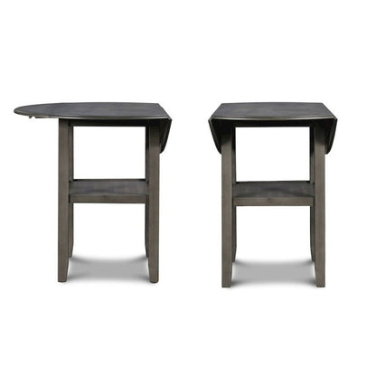 Gray 3 Piece Drop Leaf Table and 2 Chairs, Small Round Dining Table Set