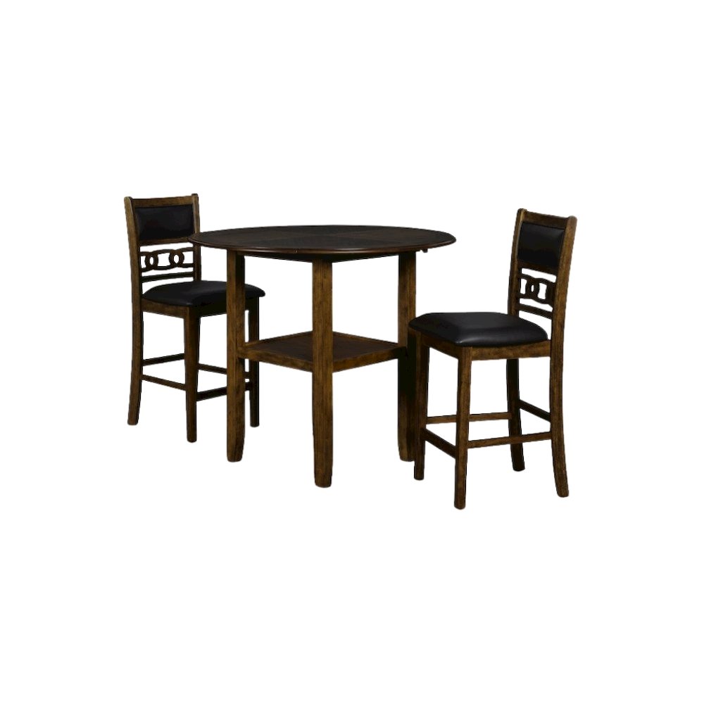 Brown 3-Piece Counter Drop Leaf Table Set, Small Space Friendly