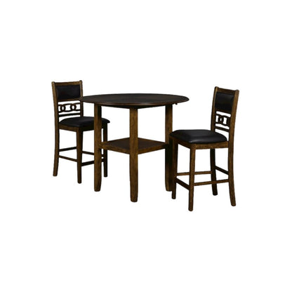 Brown 3-Piece Counter Drop Leaf Table Set, Small Space Friendly