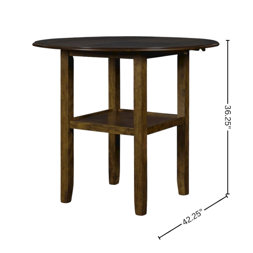 Brown 3-Piece Counter Drop Leaf Table Set, Small Space Friendly